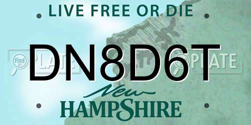 DN8D6T New Hampshire License Plate