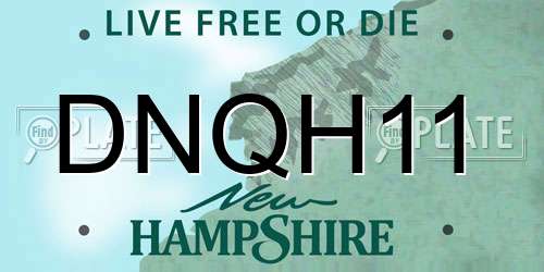 DNQH11 New Hampshire License Plate