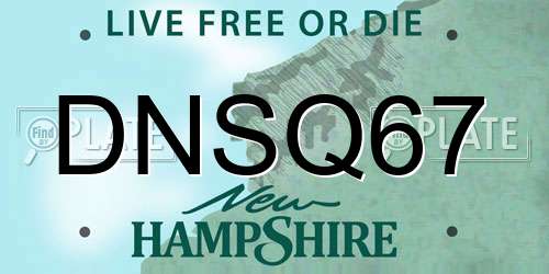 DNSQ67 New Hampshire License Plate