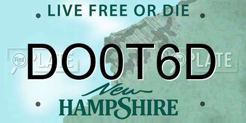 DO0T6D New Hampshire License Plate