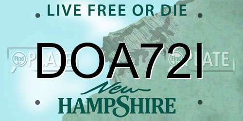 DOA72I New Hampshire License Plate