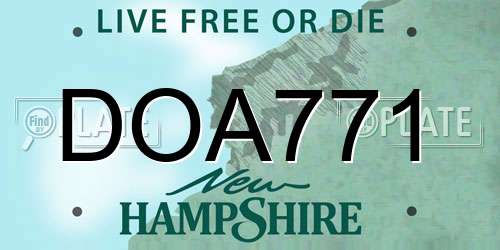 DOA771 New Hampshire License Plate