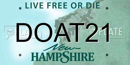 DOAT21 New Hampshire License Plate