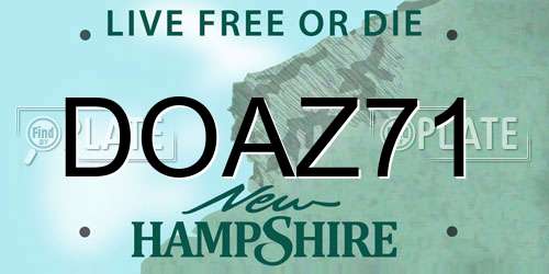 DOAZ71 New Hampshire License Plate