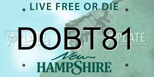 DOBT81 New Hampshire License Plate
