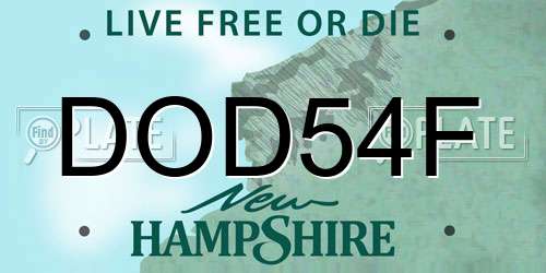 DOD54F New Hampshire License Plate