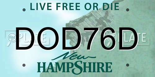 DOD76D New Hampshire License Plate