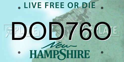 DOD76O New Hampshire License Plate