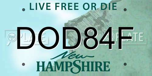 DOD84F New Hampshire License Plate