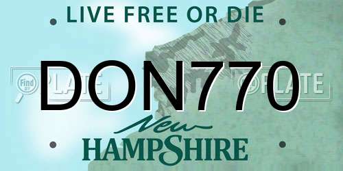 DON770 New Hampshire License Plate