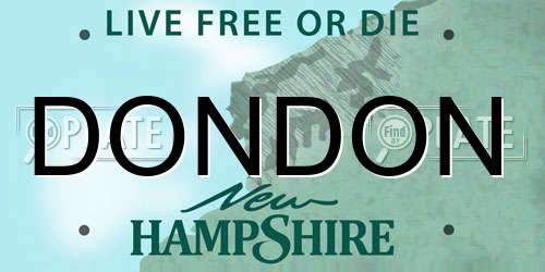 DONDON New Hampshire License Plate