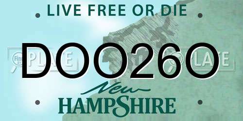 DOO26O New Hampshire License Plate