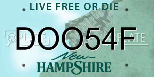 DOO54F New Hampshire License Plate