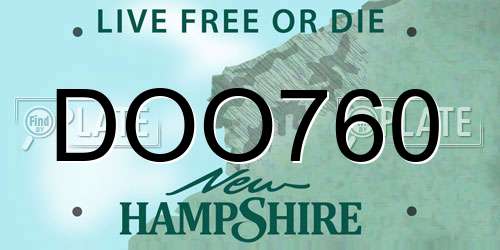 DOO760 New Hampshire License Plate