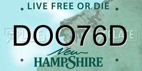 DOO76D New Hampshire License Plate