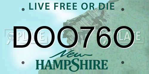 DOO76O New Hampshire License Plate