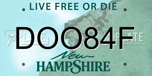 DOO84F New Hampshire License Plate