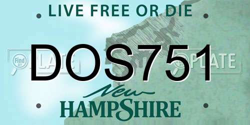 DOS751 New Hampshire License Plate