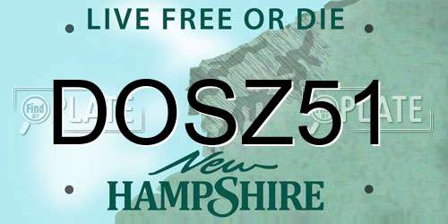 DOSZ51 New Hampshire License Plate