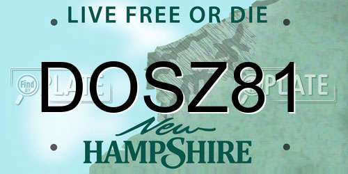 DOSZ81 New Hampshire License Plate
