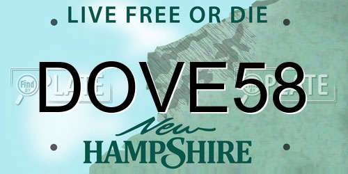 DOVE58 New Hampshire License Plate