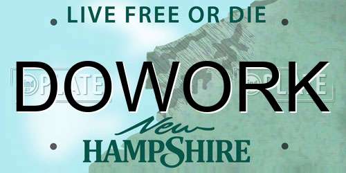 DOWORK New Hampshire License Plate