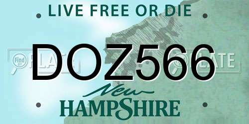 DOZ566 New Hampshire License Plate