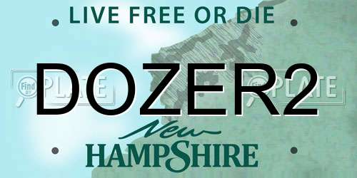 DOZER2 New Hampshire License Plate