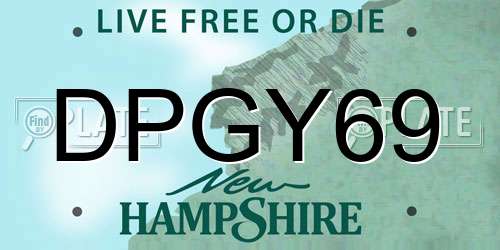 DPGY69 New Hampshire License Plate