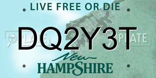 DQ2Y3T New Hampshire License Plate