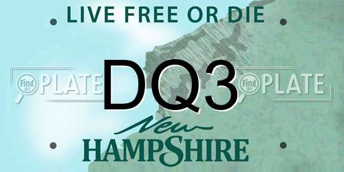 DQ3 New Hampshire License Plate