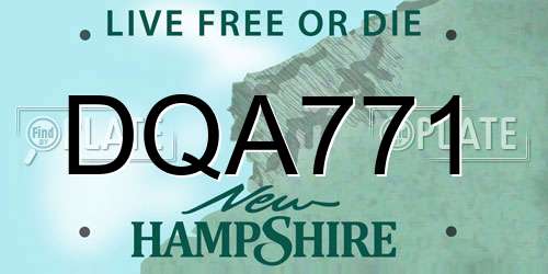 DQA771 New Hampshire License Plate