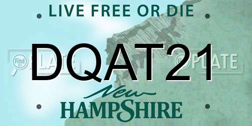 DQAT21 New Hampshire License Plate