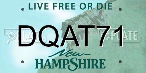 DQAT71 New Hampshire License Plate