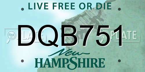 DQB751 New Hampshire License Plate