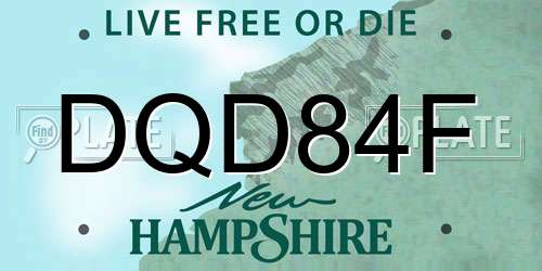 DQD84F New Hampshire License Plate