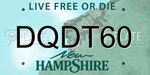 DQDT60 New Hampshire License Plate