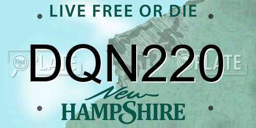 DQN220 New Hampshire License Plate