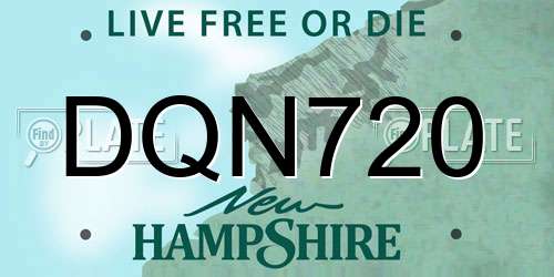 DQN720 New Hampshire License Plate