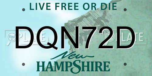 DQN72D New Hampshire License Plate