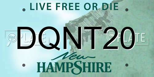DQNT20 New Hampshire License Plate