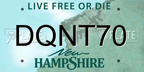 DQNT70 New Hampshire License Plate