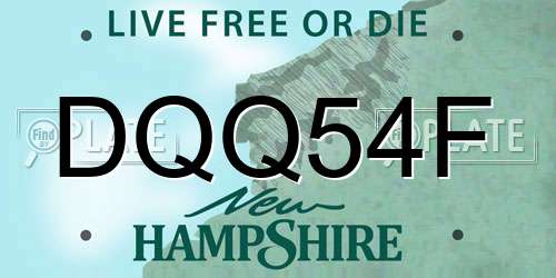 DQQ54F New Hampshire License Plate