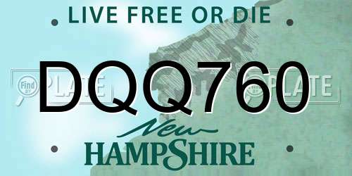 DQQ760 New Hampshire License Plate