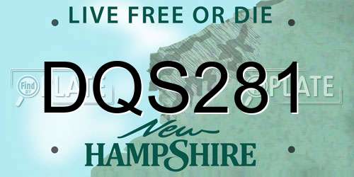 DQS281 New Hampshire License Plate