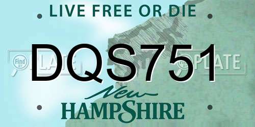 DQS751 New Hampshire License Plate