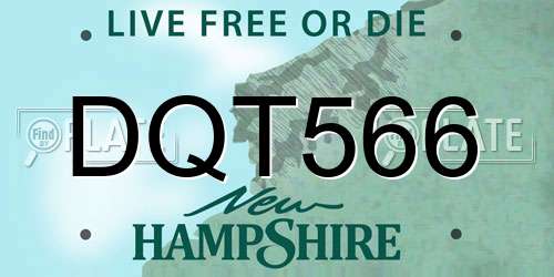 DQT566 New Hampshire License Plate