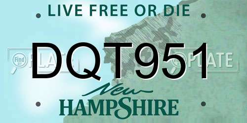DQT951 New Hampshire License Plate