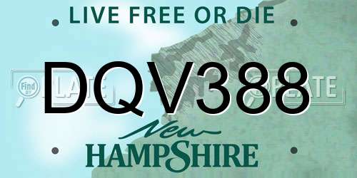 DQV388 New Hampshire License Plate