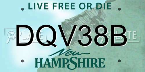 DQV38B New Hampshire License Plate
